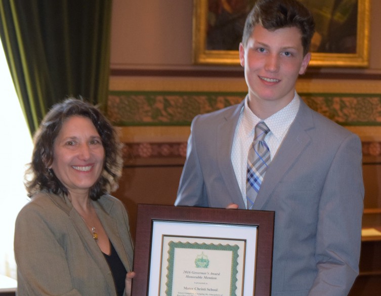 Tre Diemer, MCS Alumnus, Receives Environmental Award in Montpelier for Conservation Project Started in 7th Grade